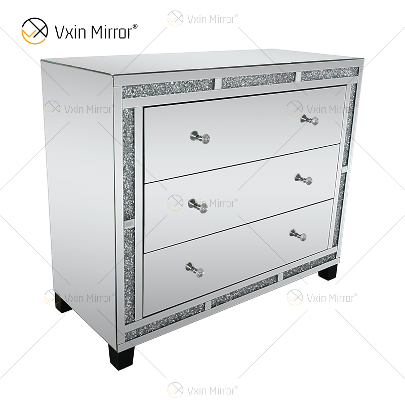 Home Decor WXF-856 Silber Crushed Diamond Mirored Schrank mit Muti-Schubladen