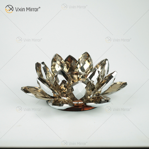 Fabrik-Versorgungsmaterial Vxin Spiegel-Blumen-VX-07 silberner Kerzenständer-Lotus-Kristallkerzenhalter