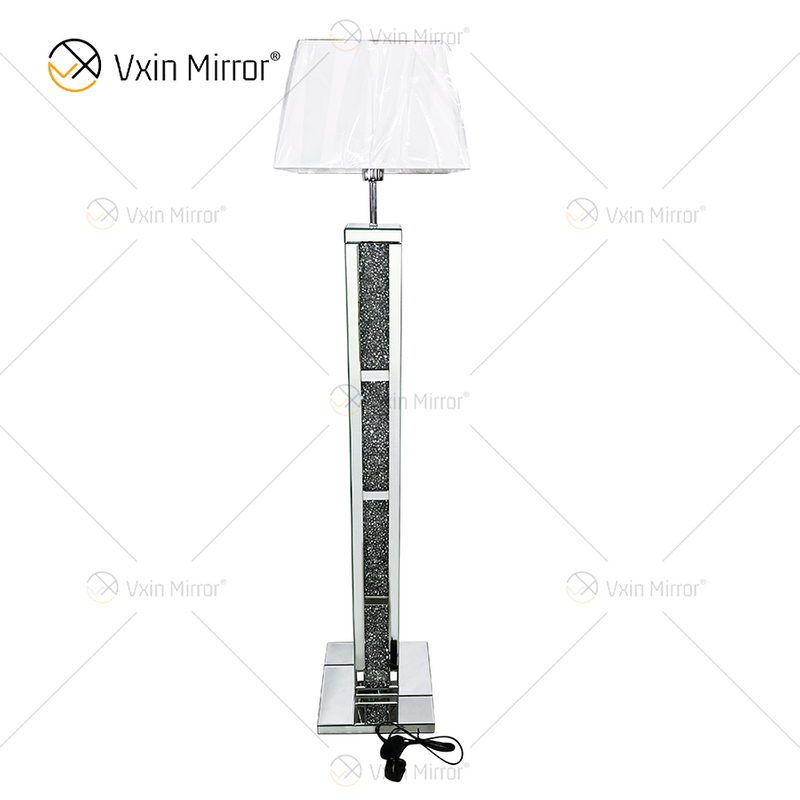 WXFL-032 Wohnzimmer Luxus Silber Modern Crushed Dia Mond Stehlampe Spiegellampe