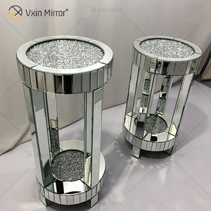 Günstige WXF-095 Neues Design Moderner runder Beistelltisch Wohnzimmer Silber Crushed Diamond Luxus Spiegel Beistelltisch