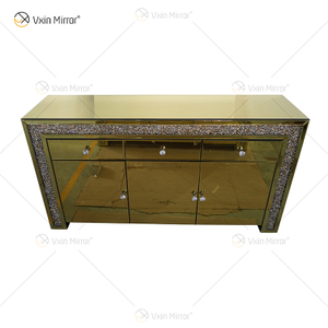 Luxury Decor WXF-099 Schrank mit goldverspiegelten Diamanten und Muti-Schubladen