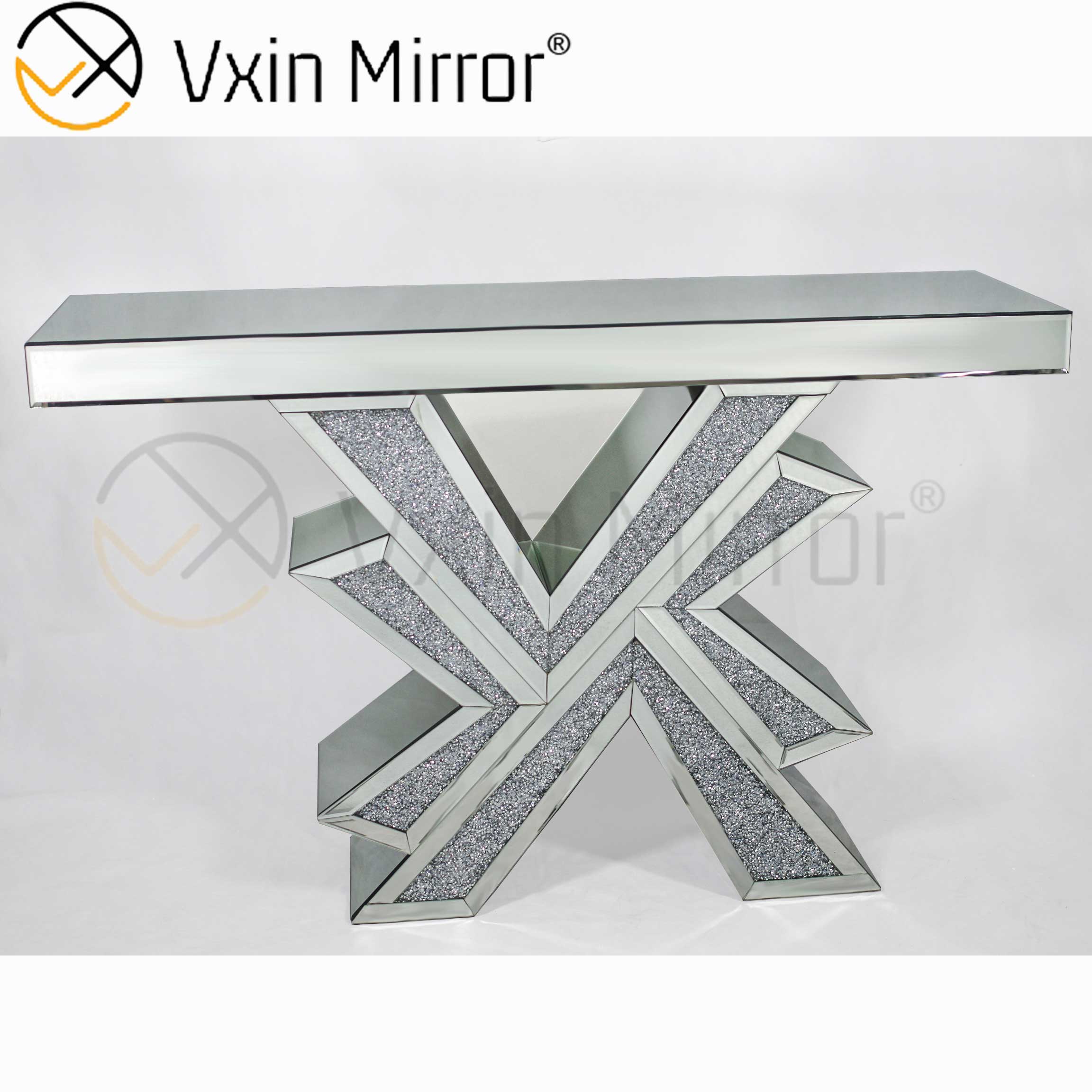 Vxin Miorror WXF-067 Factory Supply Eleganter mentaler Glaskonsolentisch Hotel Günstiger silberner Konsolentisch