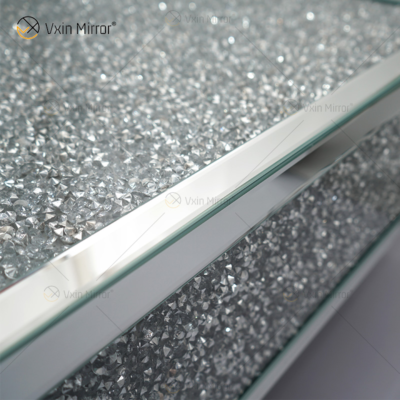Customized Table WXF-141 Crushed Diamond Homemade Silver Mirror Couchtisch