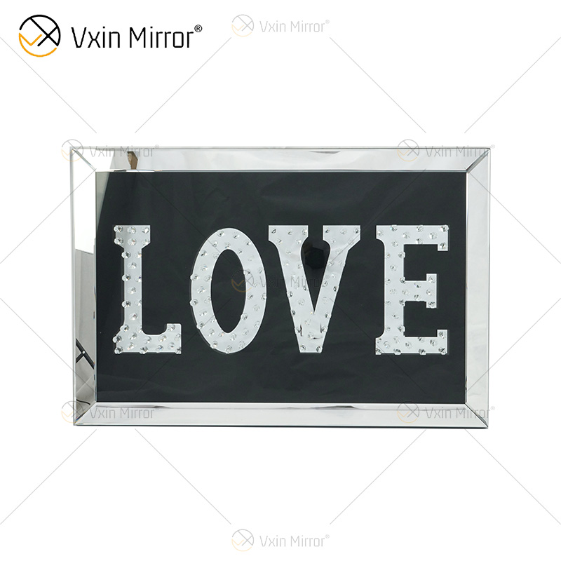 VXin WXMA-23 Wohnkultur Glasrahmen verspiegelt LOVE Wandkunst Kristallporzellanmalerei Spiegelwandkunst