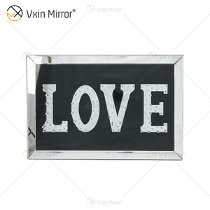 VXin WXMA-23 Wohnkultur Glasrahmen verspiegelt LOVE Wandkunst Kristallporzellanmalerei Spiegelwandkunst
