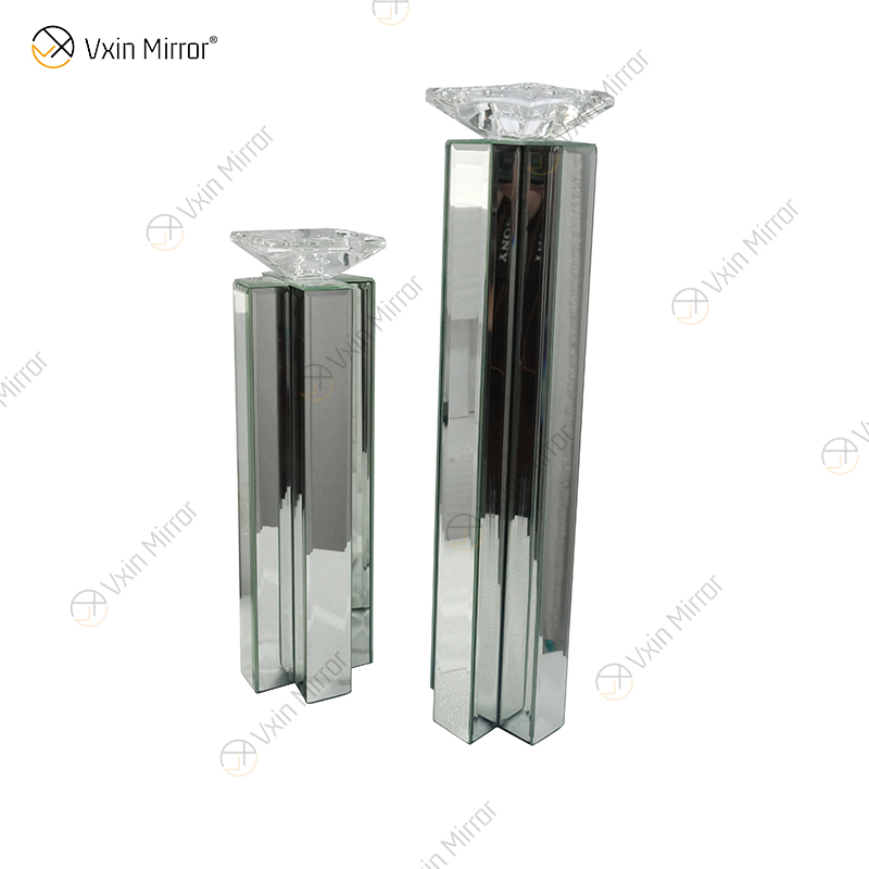 2 Farben Modern Elegant WXCH-079 Silver Crystal Mirrorr Kerzenhalter für Hochzeit zu Hause