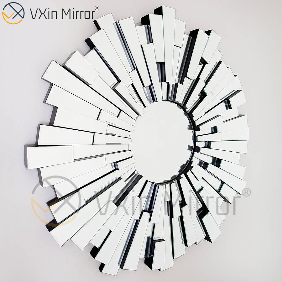 Vxin Wanddekoration WXM-1004 Silberner 3D-Glas-Wandspiegel