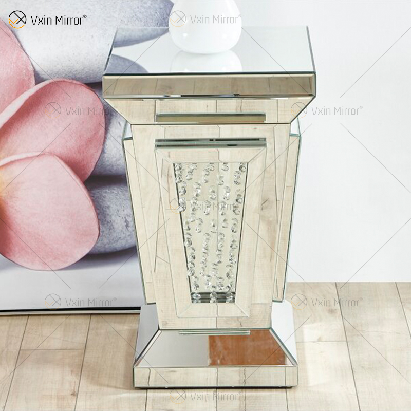 Benutzerdefinierte moderne verspiegelte Nachttisch Sofas Kristall Beistelltische für Wohnmöbel