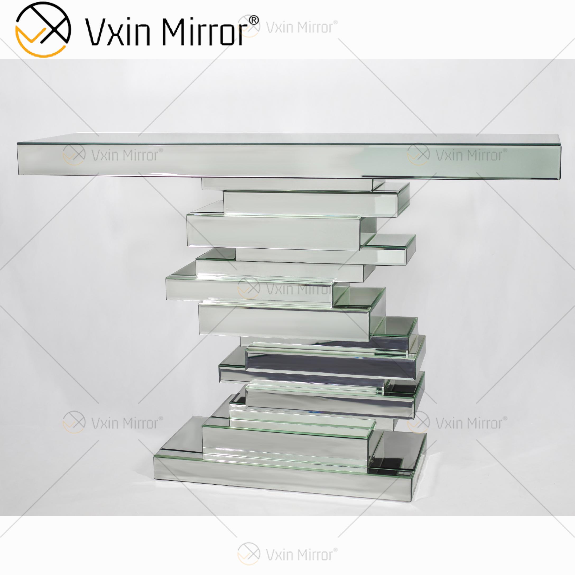 Fabrikpreis Großhandel 3D Silber Spiegel mit Konsolentisch Moderne Sets von Möbeln