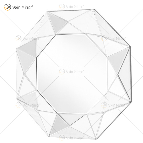 VXin Spiegel WXM-1719 Moden Silber Glas 3D Dekorativer Wandspiegel Wohnkultur für Wohnzimmer Schlafzimmer