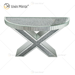 OEM Factory Supply WXWF-517 Verspiegelter X-Form-Crushed-Diamant-Spiegel-Konsolentisch