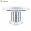 2020 New Design WXF-160 Crushed Diamond Round Silver Esstisch mit Tischplatte aus gehärtetem Glas