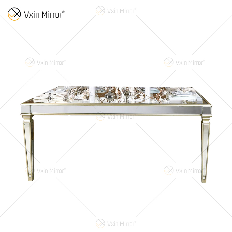 Facoty Supply Esstisch Luxury WXF-0309 Pure Gold Frame Homemade Mirrored Dining Table