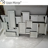 Factory Supply 3D Wandspiegel Aufkleber Design WXM-1129 Silber Fancy Wall Wooden Dressing Mirror