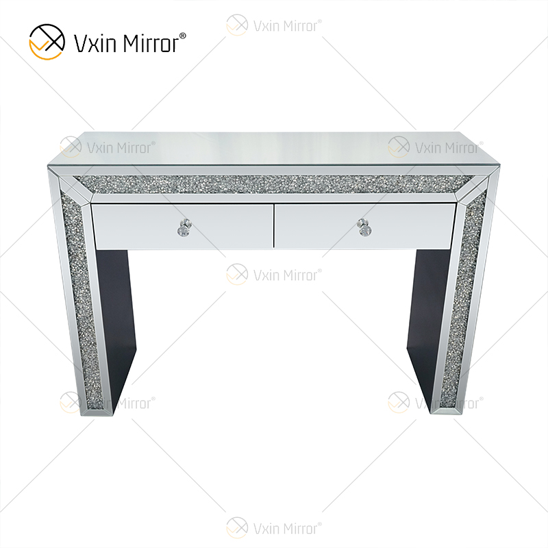 Wohnkultur WXF-720 Verspiegelte Eckkommode mit Crushed Diamond Dressing und 2 Schubladen