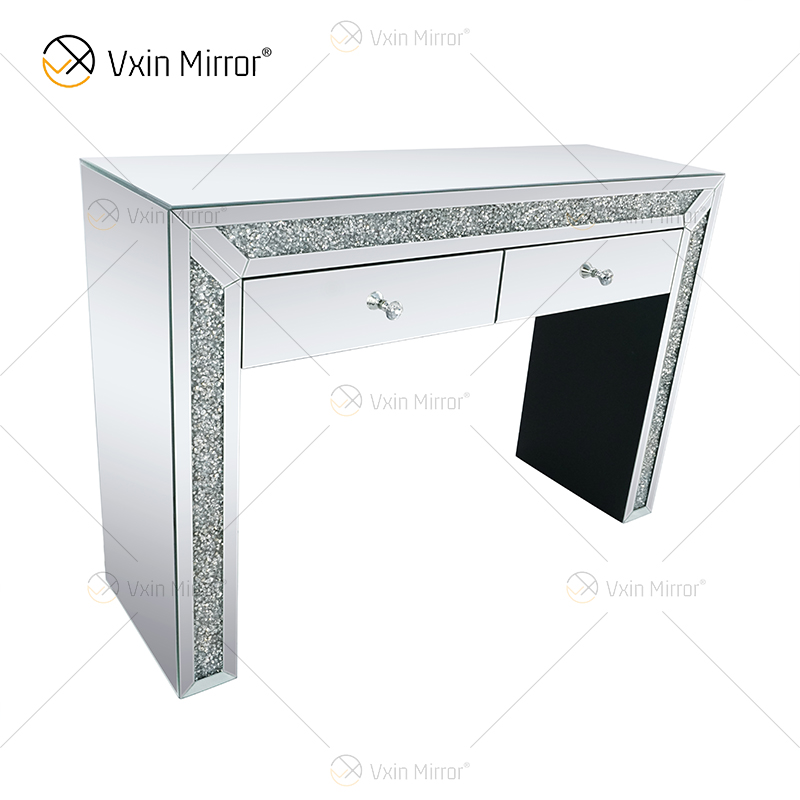 Wohnkultur WXF-720 Verspiegelte Eckkommode mit Crushed Diamond Dressing und 2 Schubladen