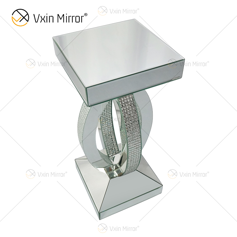Avonlea quadratisches unteres Regal, klarer Spiegel, Beistelltisch, verspiegelter Nachttisch, modernes Wohnzimmer, Sofas, Möbel, WXWF-293