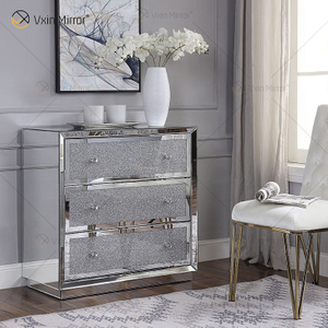 Gute Qualität Silber WXF-1001 Crushed Diamond Nachttisch Modernes Dekor Nachttisch mit 3 Schubladen