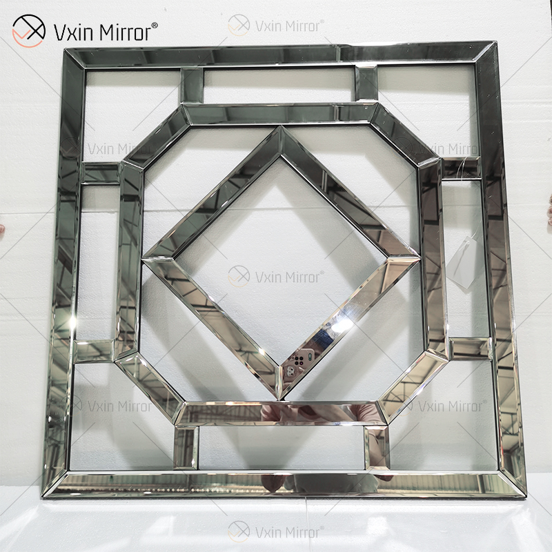 Quadratischer verspiegelter dekorativer Wandspiegel mit abgeschrägter Kante Moderne modische Wandspiegel WXM-1585