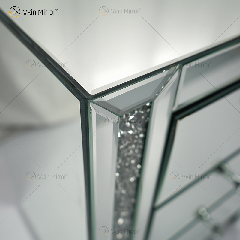 Vxin Mirror WXWF-718 Moderner Nachttisch mit 3 Schubladen, verspiegelt