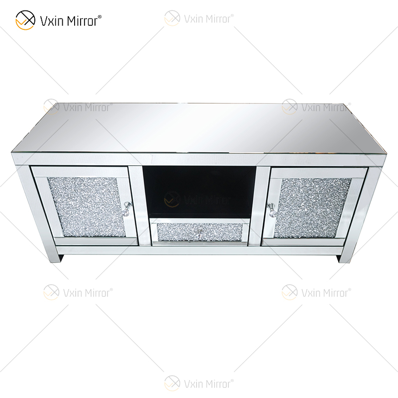 China Supply Moderne europäische WXF-097-1 Crush Diamond Silver Crystal TV-Ständermöbel