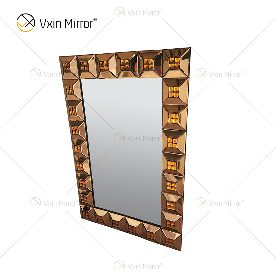 Heißer Verkauf WXM-1118 Wanddekoration Brown Luxury Wall Einzigartiger 3D-Spiegel Wandbehang Spiegel
