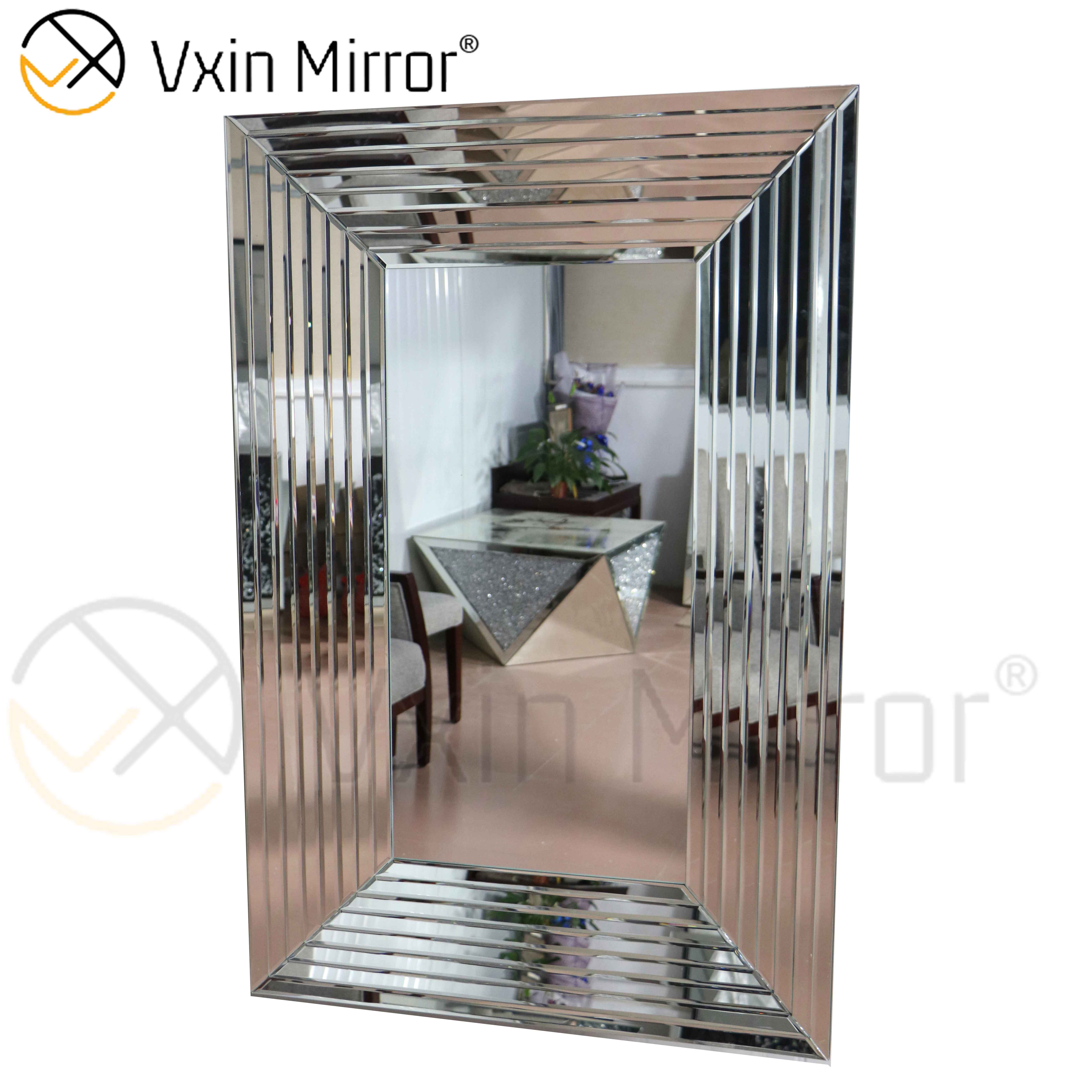 Design Wall Decoration WXM-1529 Verspiegelter Wandkunst-Silber-Rechteck-Wandspiegel