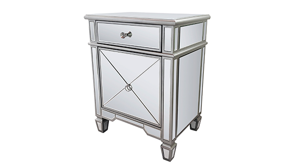 Factory Supply WXF-873 Goldene Schlafzimmermöbel Luxus-Nachttisch mit 2 Schubladen, verspiegelter Nachttisch