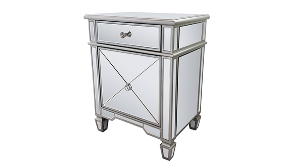 Factory Supply WXF-873 Goldene Schlafzimmermöbel Luxus-Nachttisch mit 2 Schubladen, verspiegelter Nachttisch