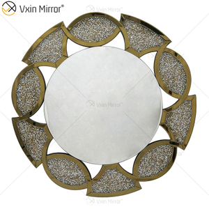 Gold Factory Supply Home Decor Runde 3 Farben Diamond Crush Spiegel Wandaufkleber