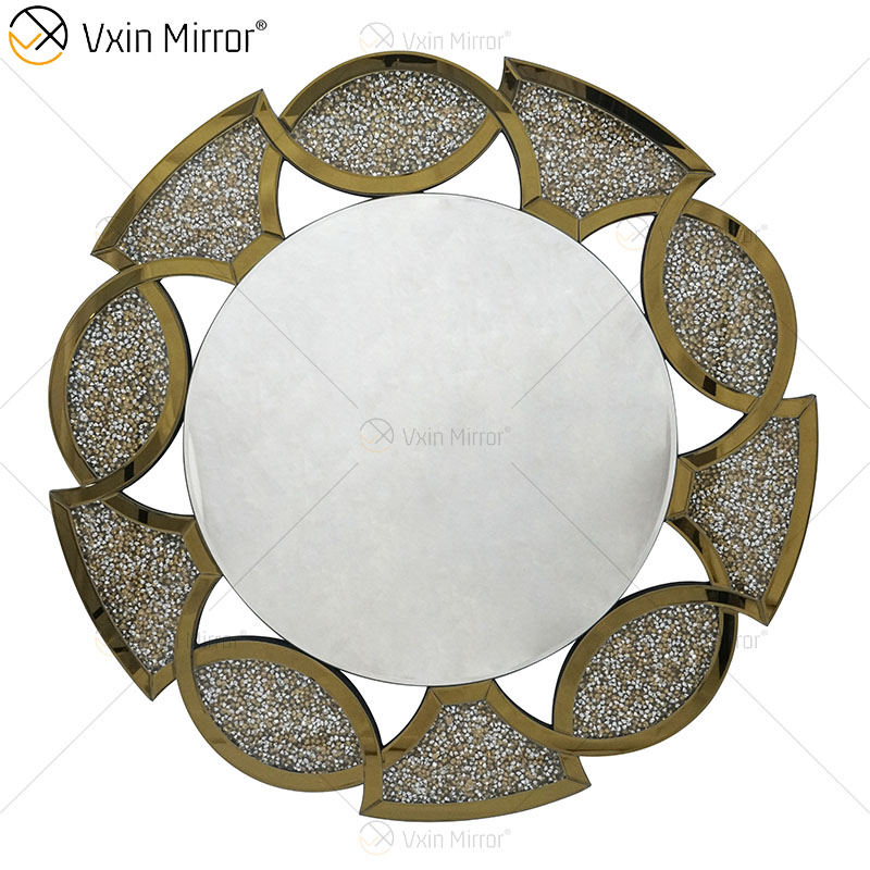 Gold Factory Supply Home Decor Runde 3 Farben Diamond Crush Spiegel Wandaufkleber