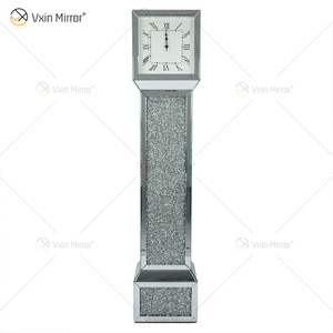 Spiegeluhr WXMC-053 Crushed Diamond Silver Elegante Standuhr