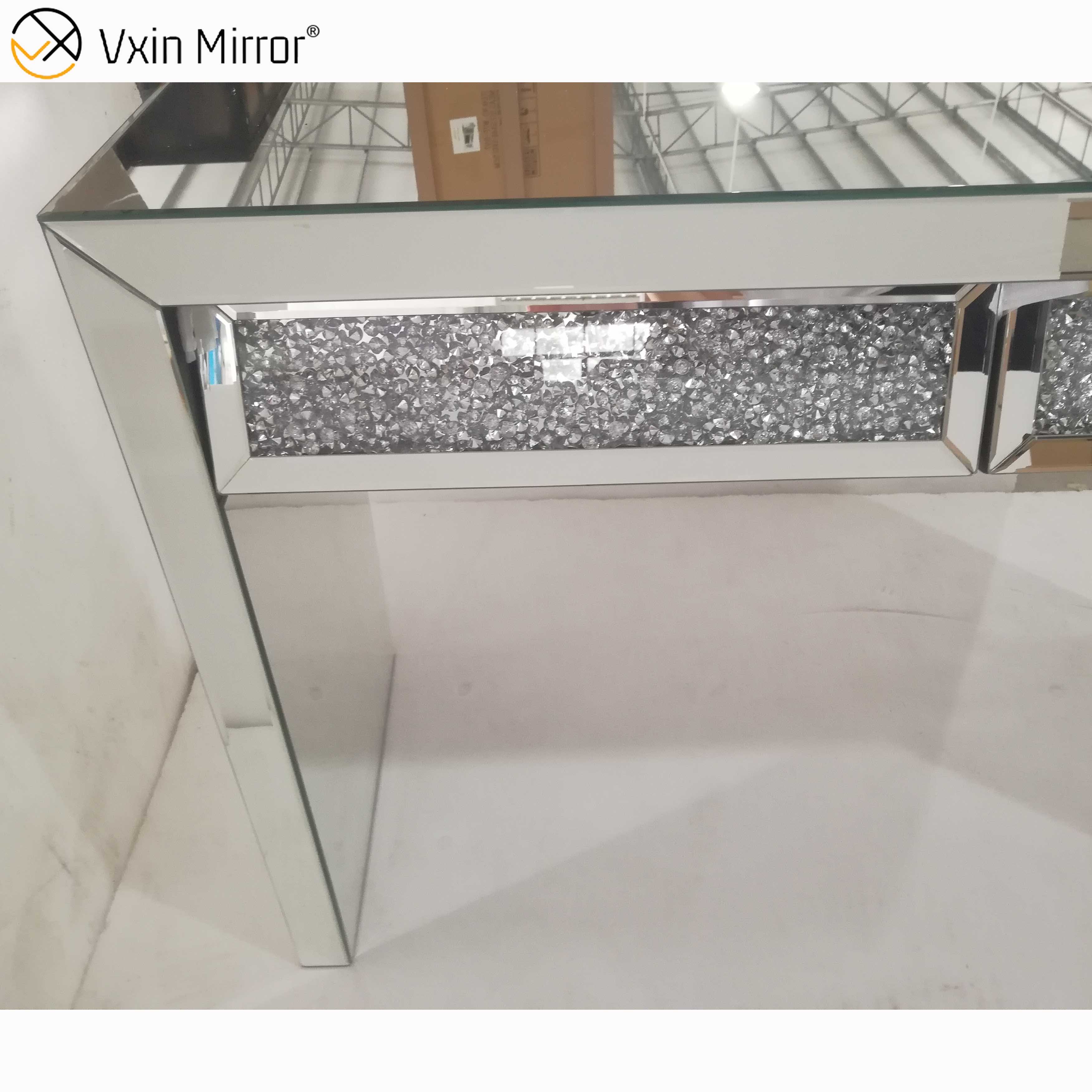 Verspiegelter Konsolentisch VXin WXWF-710 Zwei Schubladen Crushed Diamond Beval Silver Beistelltisch