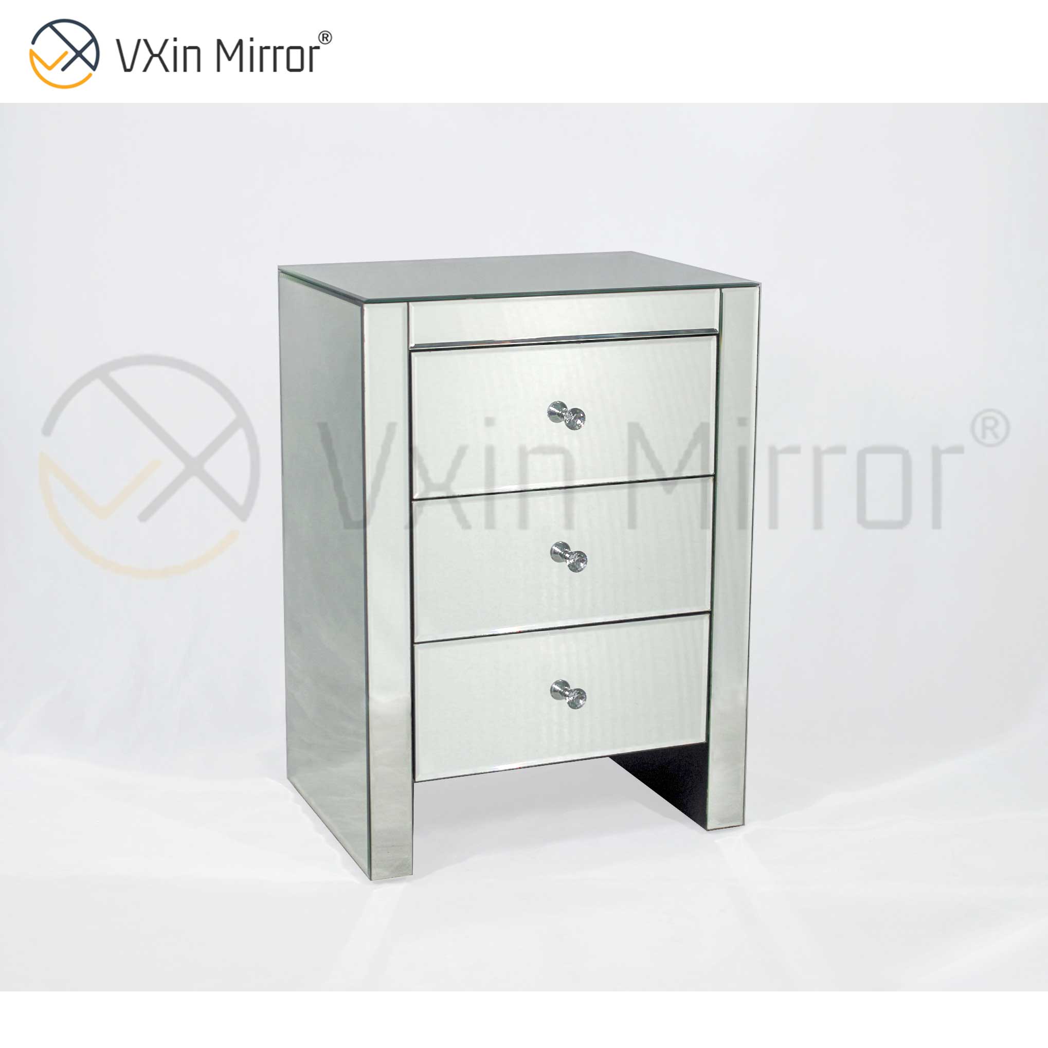 Moderne Schlafzimmermöbel verspiegelter Nachttisch mit Schubladen, angepasst für Sofas WXF-031