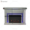Neues Design WXMF096-2 LED Silber Kristallglas Wohnzimmer Spiegelkamin mit Inneneinsatz