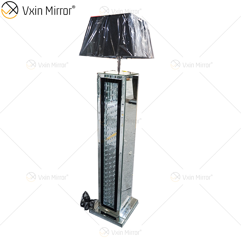 Schwarzer Rahmen WXFL-056 Wohnzimmer Elegantes Silber Moderne Kristall 3D Spiegel Stehlampe Spiegellampe