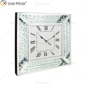 Anti-Drop-Paket Vxin WXMC-008 Moderne silberne Kristallspiegel-Wanduhr