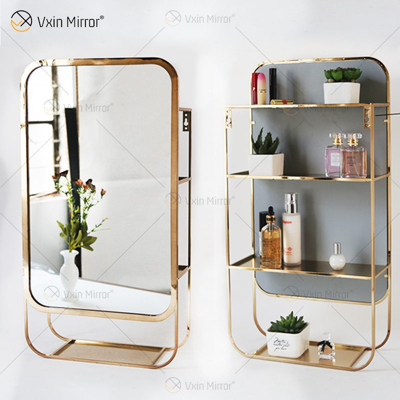 Vxin Factory Supply Silber Wanddekor Silber Metallregal Lagerregal Spiegel Rechteck Wandregal