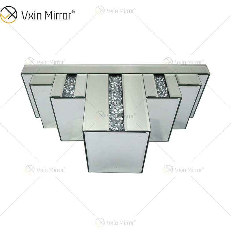 Vxin Factory Supply WXS-007-2 Silbernes Wanddekor Silbernes Glas- und Kristallspiegel-Wandregal für die Wand