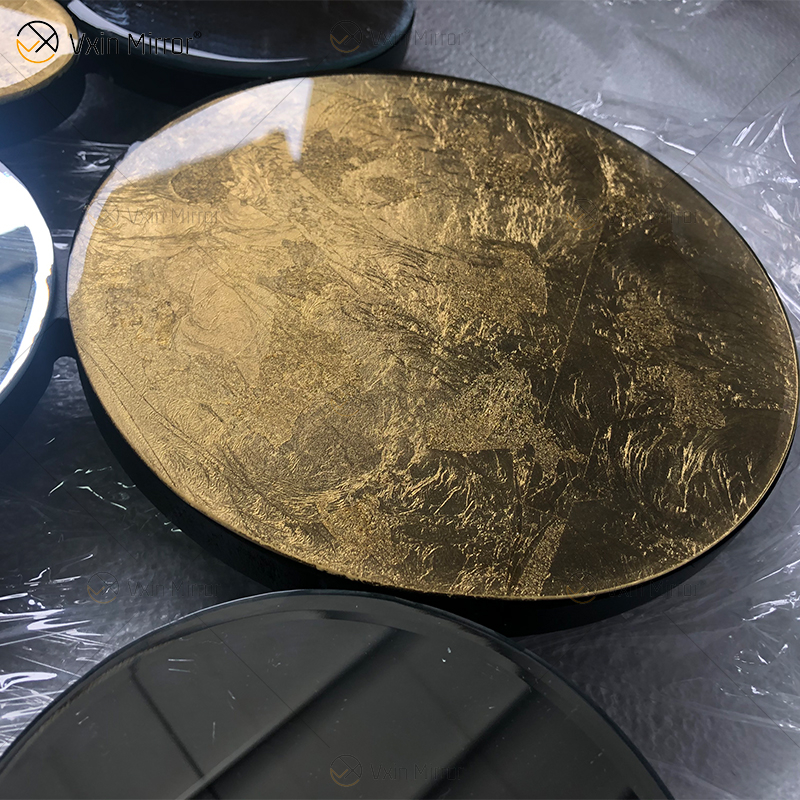 Heißer Verkauf WXM-1961 Golden Leaf 3D Luxus Wandspiegel Antiker Wandspiegel
