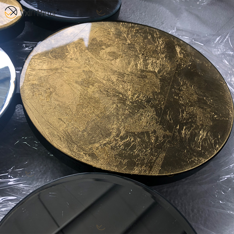 Heißer Verkauf WXM-1961 Golden Leaf 3D Luxus Wandspiegel Antiker Wandspiegel