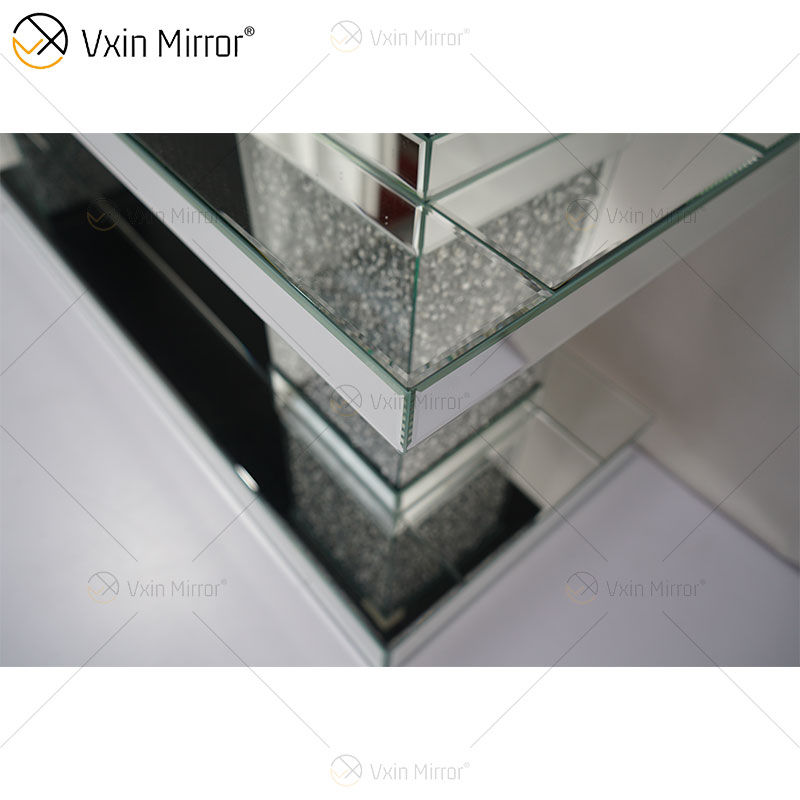 Luxusmöbel Diamond Silver Mirrored Glass Rectangle Couchtisch