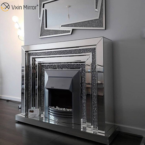 Wohnkultur WXWF-1095 Luxuriöser elektrischer Kamin mit Kristallspiegel aus zerkleinertem Diamanten für den Innenbereich mit Heizung in Wohnzimmermöbeln