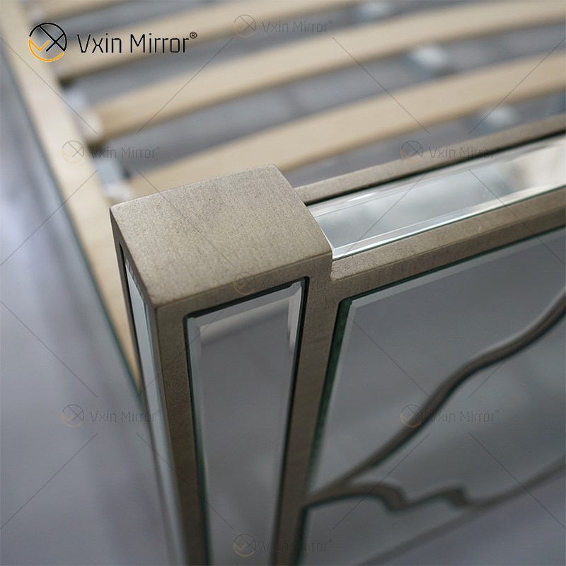 Vxin Mirror Antikmöbel WXWF-1084 Grace Golden Silver Luxus verspiegeltes Kingsize-Bett