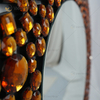 Goldene Luxus-Wanddekoration, silberner Kristallglas-Wandspiegel, runder Hängespiegel