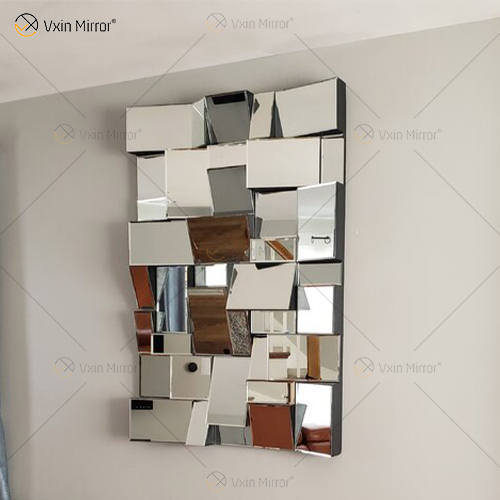 VXin Spiegel WXM-1548 Moden Silber Glas 3D Dekorativer Wandspiegel Wohnkultur für Wohnzimmer Schlafzimmer