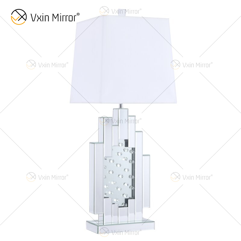Factory Supply WXTL-144 Moderne silberne Kristall-Tischspiegellampe mit Lampenschirm für Schlafzimmer