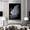 Luxus-Aluminiumrahmen-Anzeigen-Pfau-Kristallporzellan-Malerei-Sofa-Hintergrund-Wand-hängende Malerei-Wohnzimmer-Dekoration