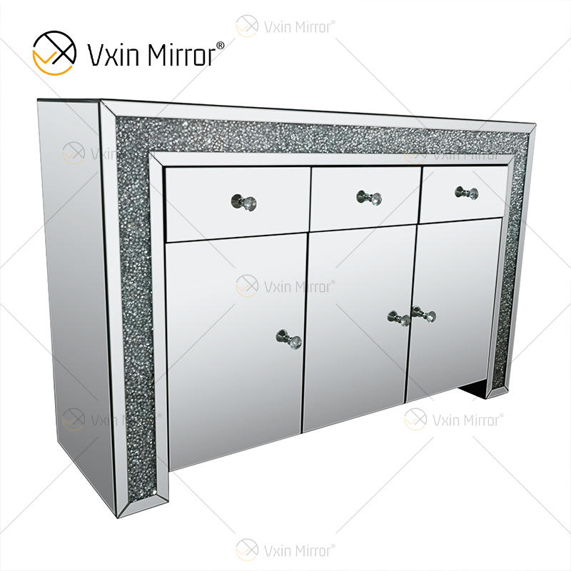 Elegante Wohnkultur WXF-099 Silber verspiegelter Wohnzimmerschrank mit Muti-Schubladen