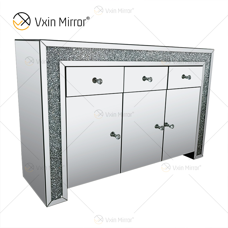 Elegante Wohnkultur WXF-099 Silber verspiegelter Wohnzimmerschrank mit Muti-Schubladen
